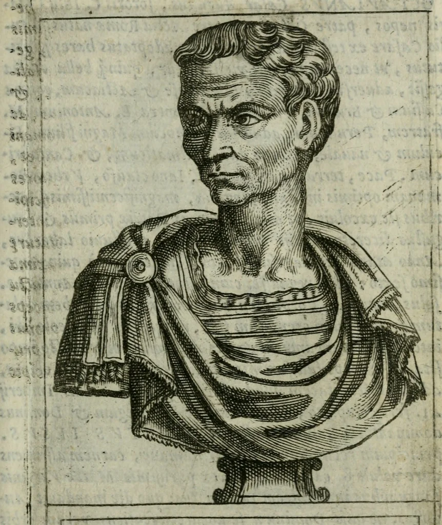 An illustration from Romanorvm imperatorvm effigies : elogijs ex diuersis scriptoribus per Thomam Treteru S. Mariae Transtyberim canonicum collectis, 1583, leaf 24