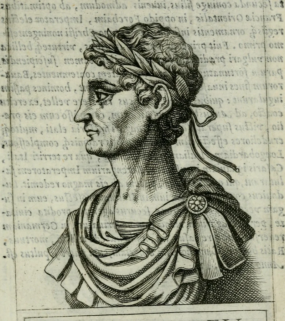 An illustration from Romanorvm imperatorvm effigies : elogijs ex diuersis scriptoribus per Thomam Treteru S. Mariae Transtyberim canonicum collectis, 1583, leaf 252
