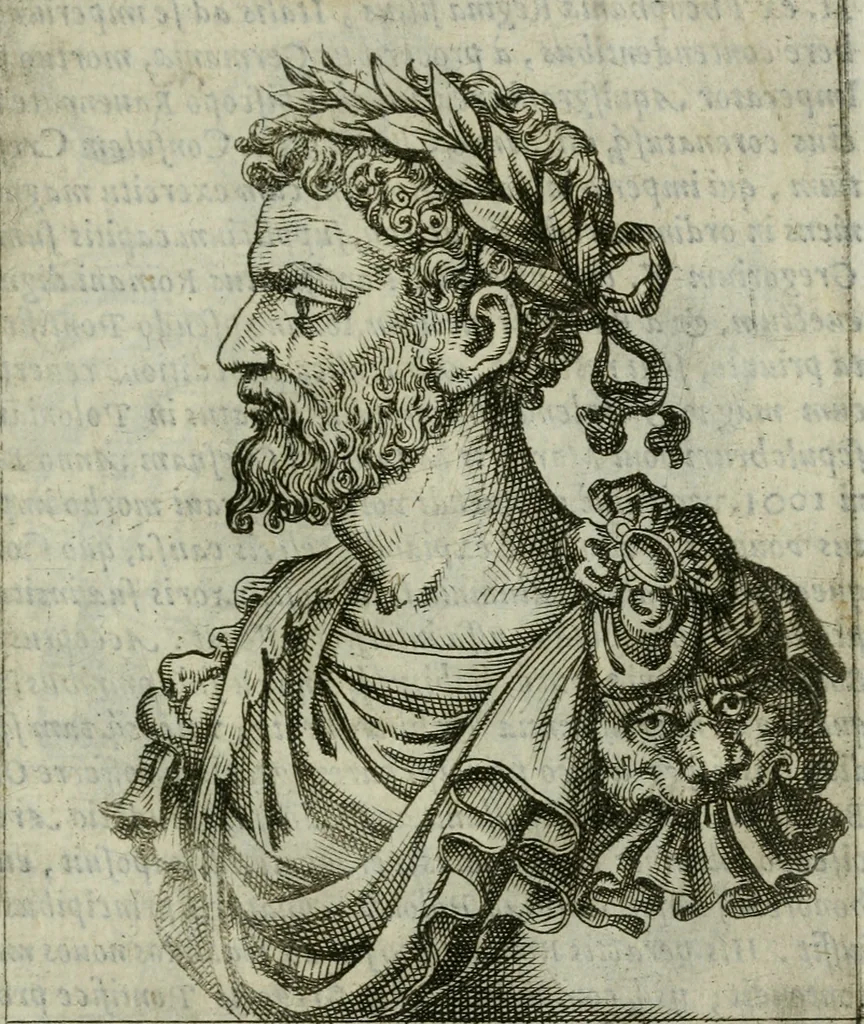 An illustration from Romanorvm imperatorvm effigies : elogijs ex diuersis scriptoribus per Thomam Treteru S. Mariae Transtyberim canonicum collectis, 1583, leaf 262