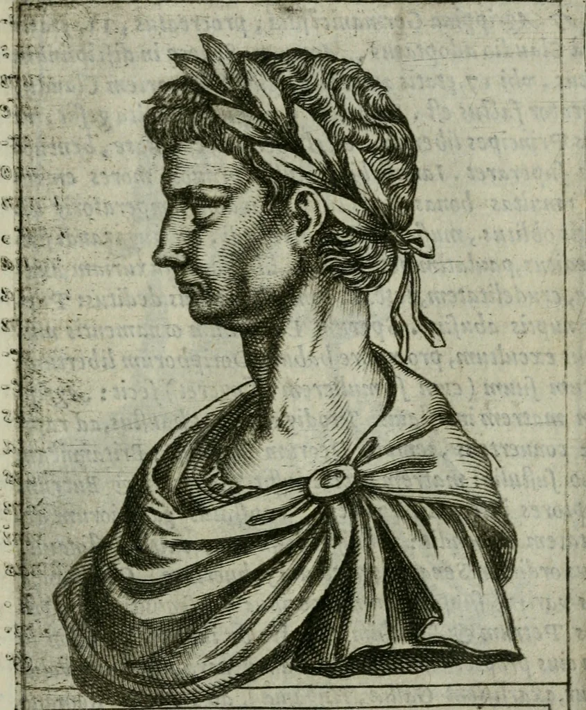 An illustration from Romanorvm imperatorvm effigies : elogijs ex diuersis scriptoribus per Thomam Treteru S. Mariae Transtyberim canonicum collectis, 1583, leaf 32