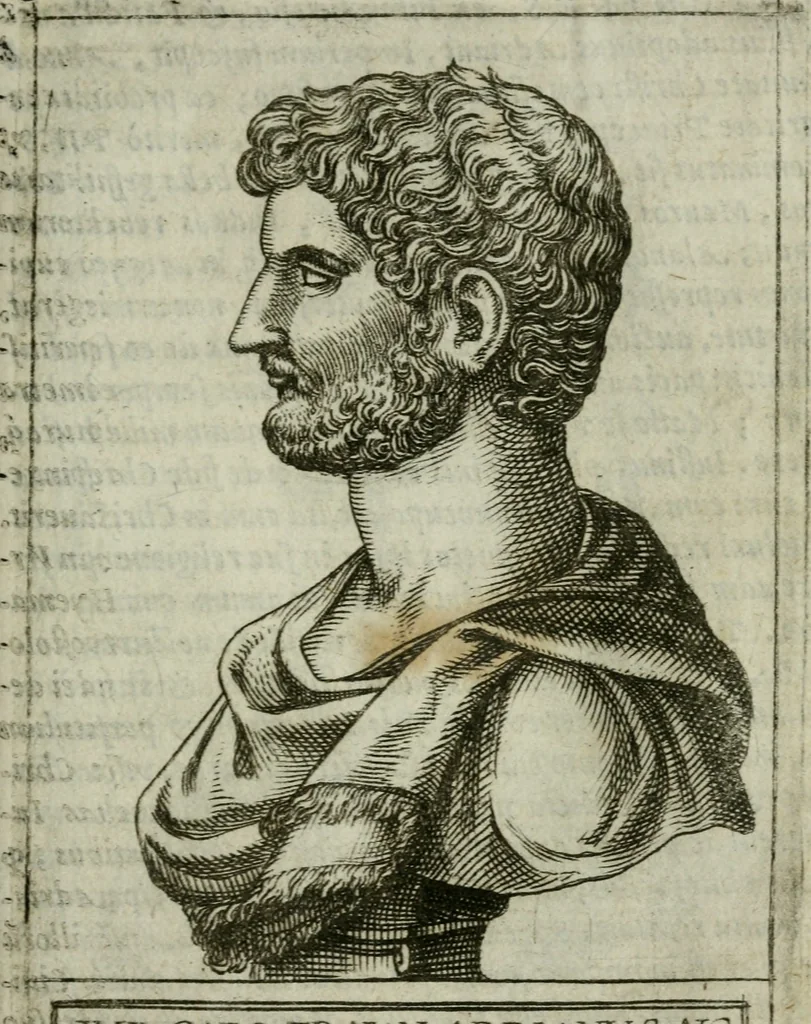 An illustration from Romanorvm imperatorvm effigies : elogijs ex diuersis scriptoribus per Thomam Treteru S. Mariae Transtyberim canonicum collectis, 1583, leaf 52