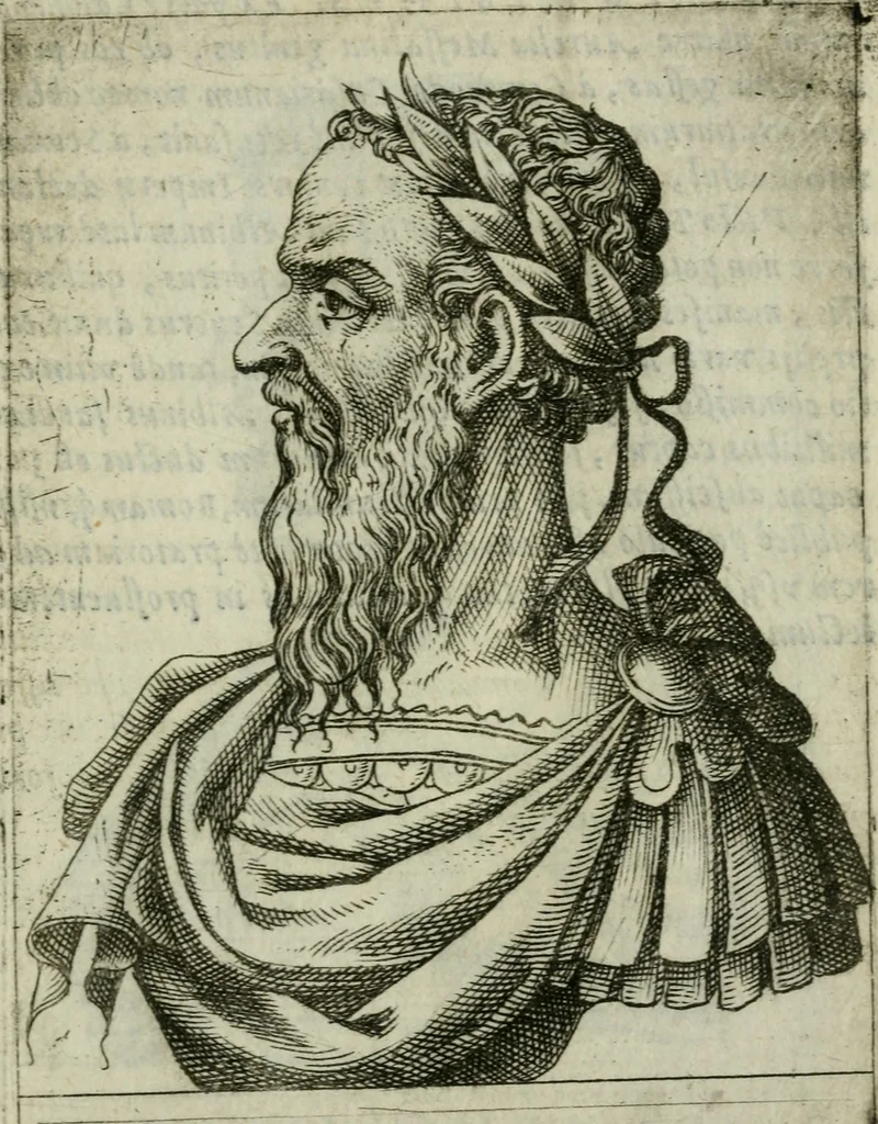 An illustration from Romanorvm imperatorvm effigies : elogijs ex diuersis scriptoribus per Thomam Treteru S. Mariae Transtyberim canonicum collectis, 1583, leaf 66