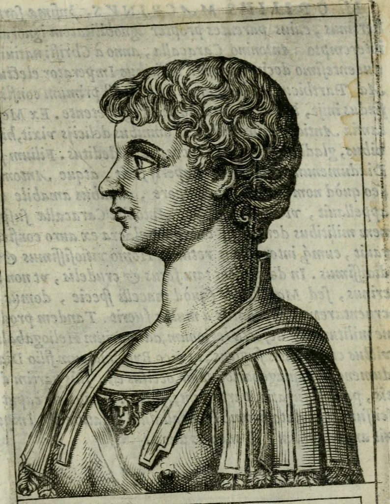 An illustration from Romanorvm imperatorvm effigies : elogijs ex diuersis scriptoribus per Thomam Treteru S. Mariae Transtyberim canonicum collectis, 1583, leaf 74