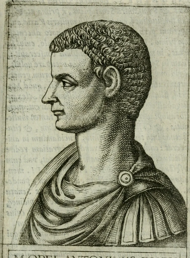An illustration from Romanorvm imperatorvm effigies : elogijs ex diuersis scriptoribus per Thomam Treteru S. Mariae Transtyberim canonicum collectis, 1583, leaf 78