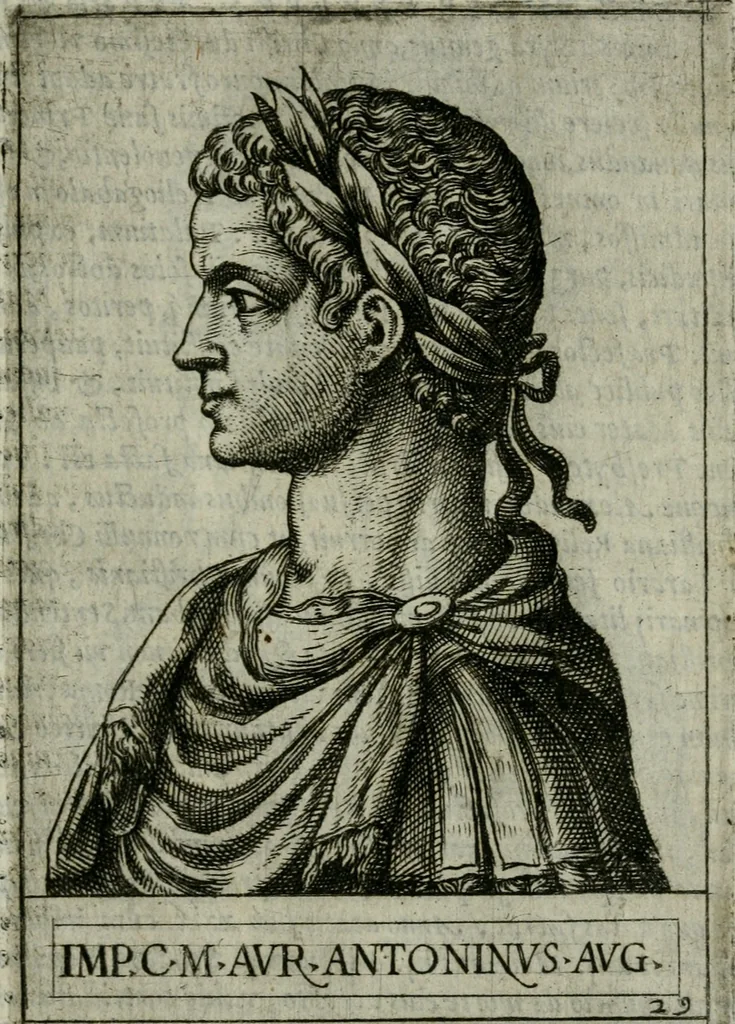 An illustration from Romanorvm imperatorvm effigies : elogijs ex diuersis scriptoribus per Thomam Treteru S. Mariae Transtyberim canonicum collectis, 1583, leaf 80