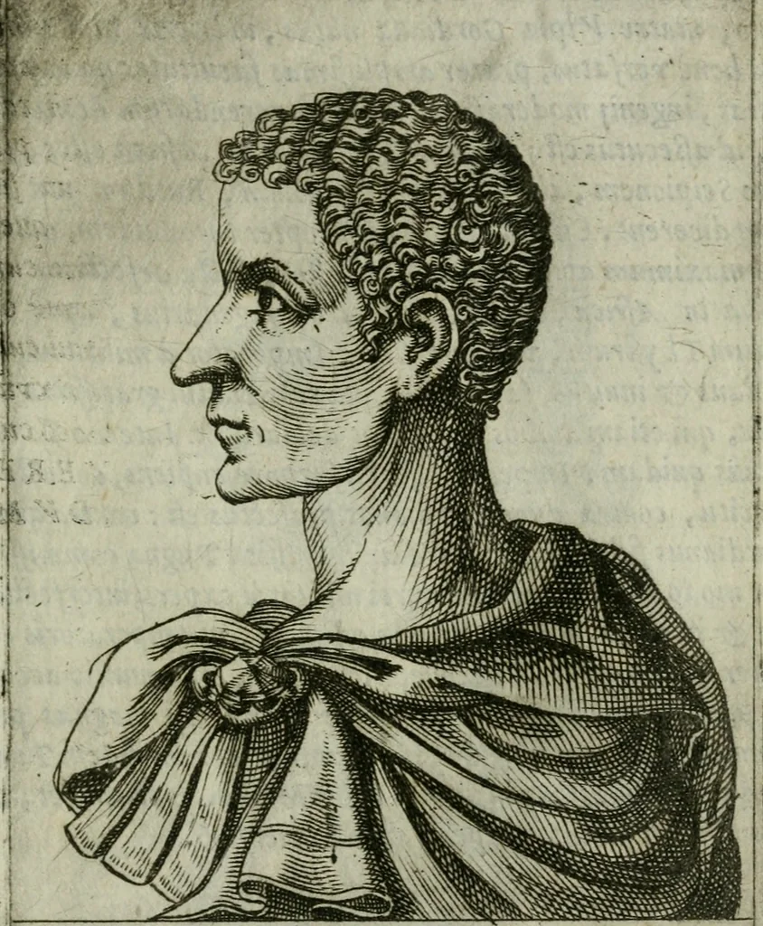 An illustration from Romanorvm imperatorvm effigies : elogijs ex diuersis scriptoribus per Thomam Treteru S. Mariae Transtyberim canonicum collectis, 1583, leaf 86
