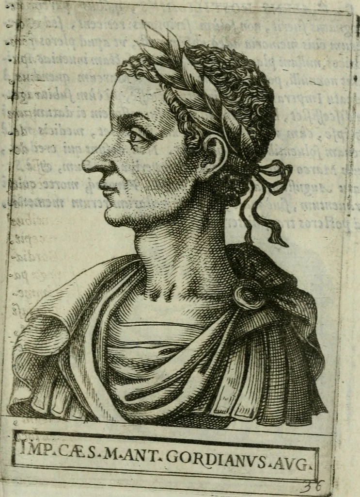 An illustration from Romanorvm imperatorvm effigies : elogijs ex diuersis scriptoribus per Thomam Treteru S. Mariae Transtyberim canonicum collectis, 1583, leaf 94