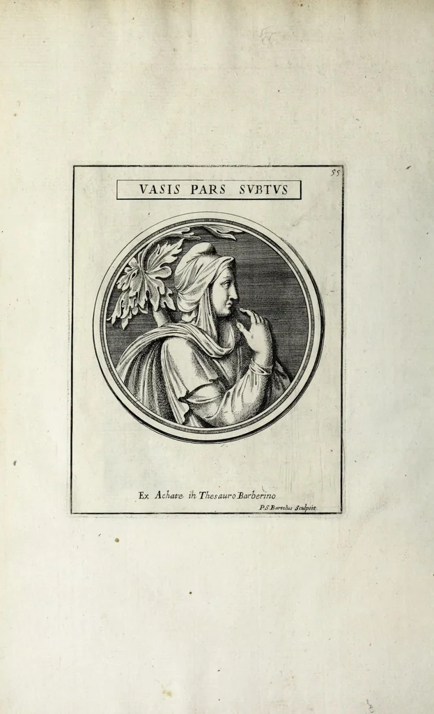 An illustration from Romanum museum, sive, Thesaurus eruditae antiquitatis : in quo gemmae, idola, insignia sacerdotalia, instrumenta sacrificijs inservientia, lucernae, vasa, bullae, armillae, fibulae, claves, annuli, tesserae, styli, strigiles, gutti, phialae lacrymatoriae, vota, signa militaria, &c. centum & septuaginta tabulis aeneis incisa referuntur ac dilucidantur, 1690, leaf 168