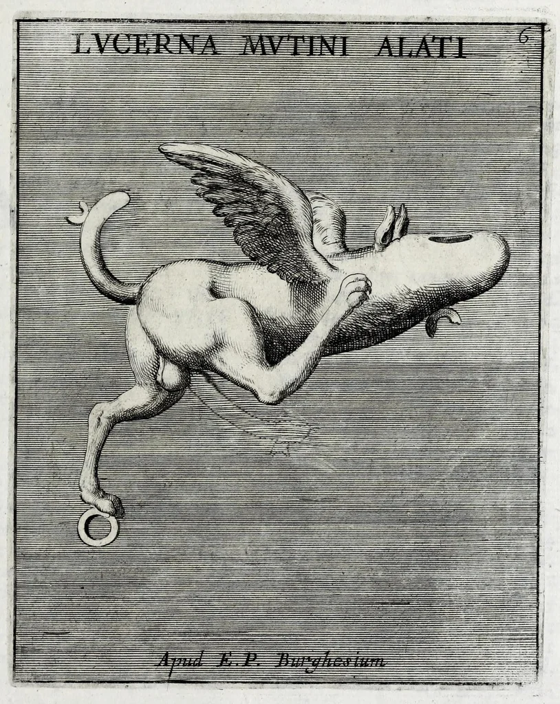An illustration from Romanum museum, sive, Thesaurus eruditae antiquitatis : in quo gemmae, idola, insignia sacerdotalia, instrumenta sacrificijs inservientia, lucernae, vasa, bullae, armillae, fibulae, claves, annuli, tesserae, styli, strigiles, gutti, phialae lacrymatoriae, vota, signa militaria, &c. centum & septuaginta tabulis aeneis incisa referuntur ac dilucidantur, 1690, leaf 483