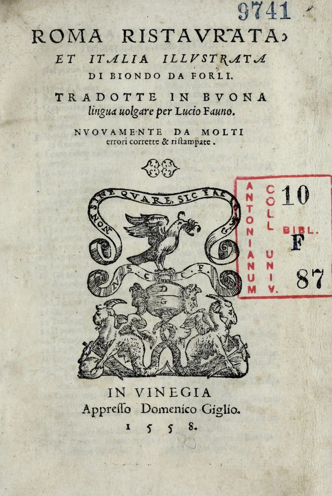 An illustration from Roma ristavrata, et, Italia illvstrata, 1558, leaf 3