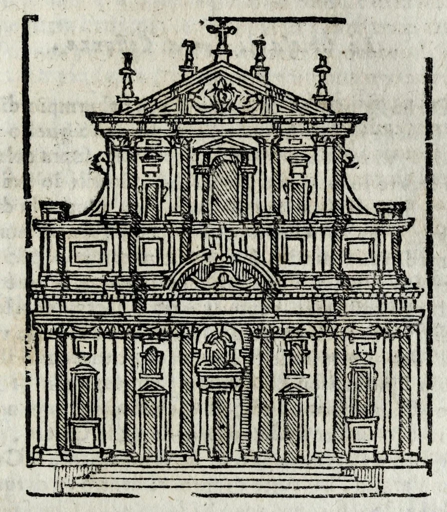 An illustration from Roma sacra, antica, e moderna : figurata e diuisa in tre parti, nella prima delle quali si contengono tutte le chiese, reliquie, stationi, indulgenze, ospedali, monasteri, compagnie, collegij seminari, pitture, e scolture, con la vita de' fondatori, e nomi degl' artefici : nella seconda si contiene la genealogia di Romolo, la serie de i rè, consoli e imperatori, teatri, anfiteatri, naumachie, cerchij, fori, curie, palazzi, & altre antichità : nella terza si contiene la descrittione dello stato presente secondo l'ordine di quattordici rioni, con le loro strade, piazze, fontane ... medaglie di tutti i pontefici delineate dal famoso Tempesta, e nomi dell' imperatori, rè, e duchi : cauate da Tito Liuio ... & altri graui autori : con tauola copiosa, & aggionta di tutte le cose notabili, 1687, leaf 481