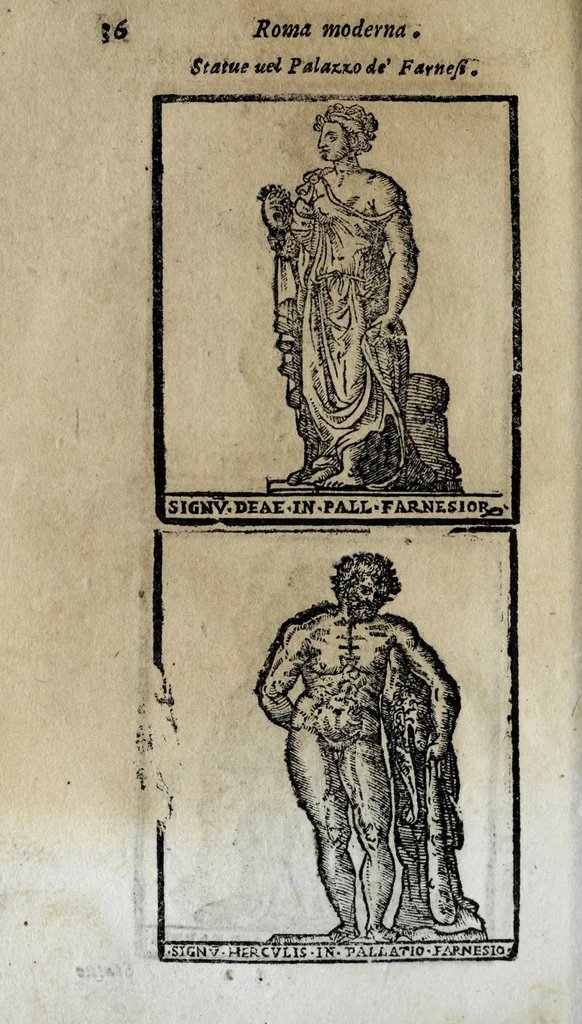 An illustration from Roma sacra, antica, e moderna : figurata e diuisa in tre parti, nella prima delle quali si contengono tutte le chiese, reliquie, stationi, indulgenze, ospedali, monasteri, compagnie, collegij seminari, pitture, e scolture, con la vita de' fondatori, e nomi degl' artefici : nella seconda si contiene la genealogia di Romolo, la serie de i rè, consoli e imperatori, teatri, anfiteatri, naumachie, cerchij, fori, curie, palazzi, & altre antichità : nella terza si contiene la descrittione dello stato presente secondo l'ordine di quattordici rioni, con le loro strade, piazze, fontane ... medaglie di tutti i pontefici delineate dal famoso Tempesta, e nomi dell' imperatori, rè, e duchi : cauate da Tito Liuio ... & altri graui autori : con tauola copiosa, & aggionta di tutte le cose notabili, 1687, leaf 792