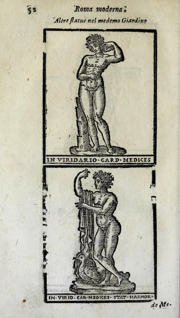 An illustration from Roma sacra, antica, e moderna : figurata e diuisa in tre parti, nella prima delle quali si contengono tutte le chiese, reliquie, stationi, indulgenze, ospedali, monasteri, compagnie, collegij seminari, pitture, e scolture, con la vita de' fondatori, e nomi degl' artefici : nella seconda si contiene la genealogia di Romolo, la serie de i rè, consoli e imperatori, teatri, anfiteatri, naumachie, cerchij, fori, curie, palazzi, & altre antichità : nella terza si contiene la descrittione dello stato presente secondo l'ordine di quattordici rioni, con le loro strade, piazze, fontane ... medaglie di tutti i pontefici delineate dal famoso Tempesta, e nomi dell' imperatori, rè, e duchi : cauate da Tito Liuio ... & altri graui autori : con tauola copiosa, & aggionta di tutte le cose notabili, 1687, leaf 808