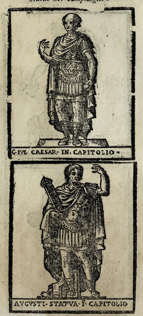 An illustration from Roma sacra, antica, e moderna : figurata e diuisa in tre parti, nella prima delle quali si contengono tutte le chiese, reliquie, stationi, indulgenze, ospedali, monasteri, compagnie, collegij seminari, pitture, e scolture, con la vita de' fondatori, e nomi degl' artefici : nella seconda si contiene la genealogia di Romolo, la serie de i rè, consoli e imperatori, teatri, anfiteatri, naumachie, cerchij, fori, curie, palazzi, & altre antichità : nella terza si contiene la descrittione dello stato presente secondo l'ordine di quattordici rioni, con le loro strade, piazze, fontane ... medaglie di tutti i pontefici delineate dal famoso Tempesta, e nomi dell' imperatori, rè, e duchi : cauate da Tito Liuio ... & altri graui autori : con tauola copiosa, & aggionta di tutte le cose notabili, 1687, leaf 833