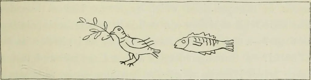 An illustration from Roma Sotterranea; or, Some account of the Roman catacombs especially of the cemetery of San Callisto, compiled from the works of Commendatore de Rossi with the consent of the author, 1869, leaf 240