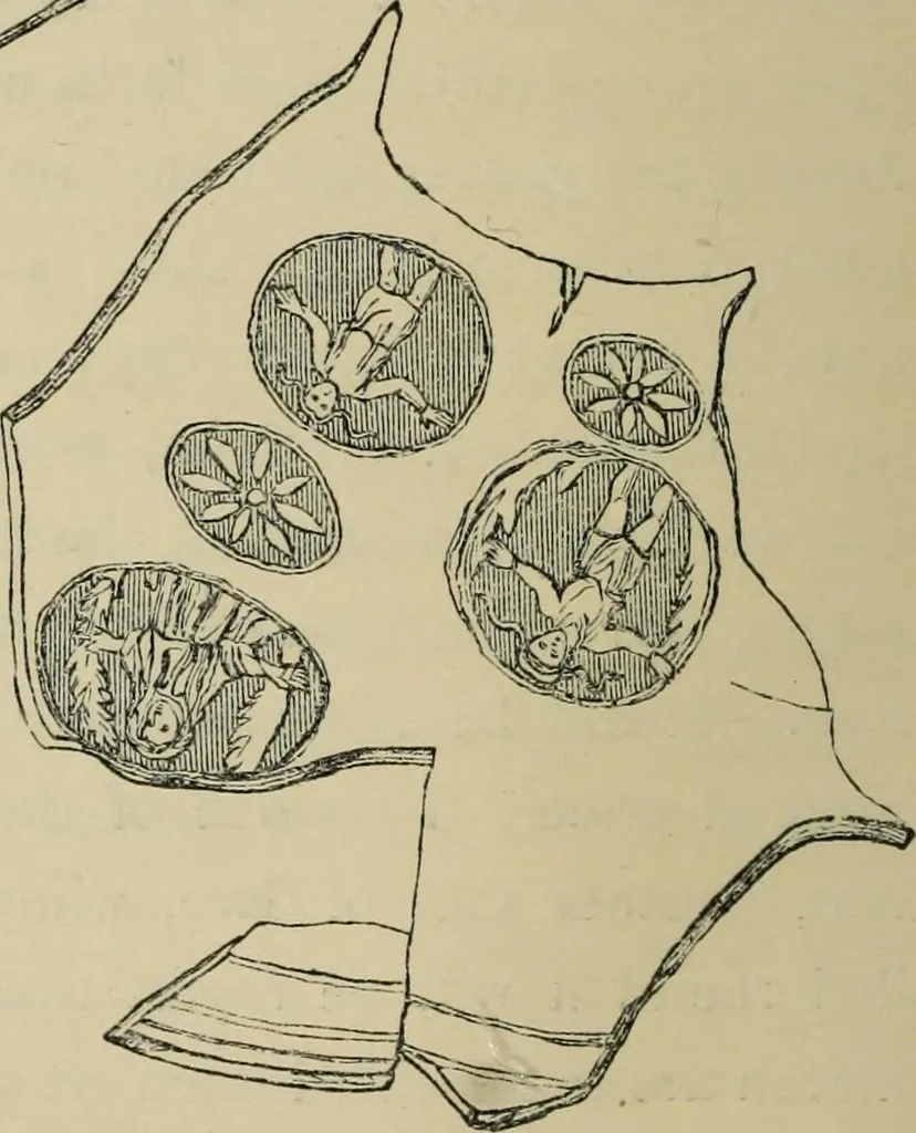 An illustration from Roma Sotterranea; or, Some account of the Roman catacombs especially of the cemetery of San Callisto, compiled from the works of Commendatore de Rossi with the consent of the author, 1869, leaf 317
