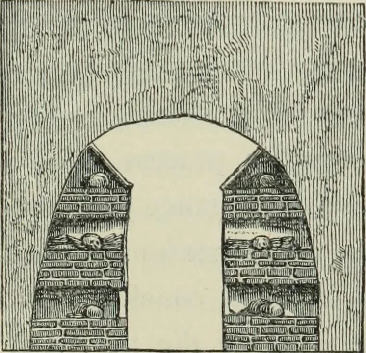 An illustration from Roma Sotterranea; or, Some account of the Roman catacombs especially of the cemetery of San Callisto, compiled from the works of Commendatore de Rossi with the consent of the author, 1869, leaf 350