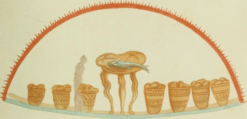 An illustration from Roma Sotterranea; or, Some account of the Roman catacombs especially of the cemetery of San Callisto, compiled from the works of Commendatore de Rossi with the consent of the author, 1869, leaf 472