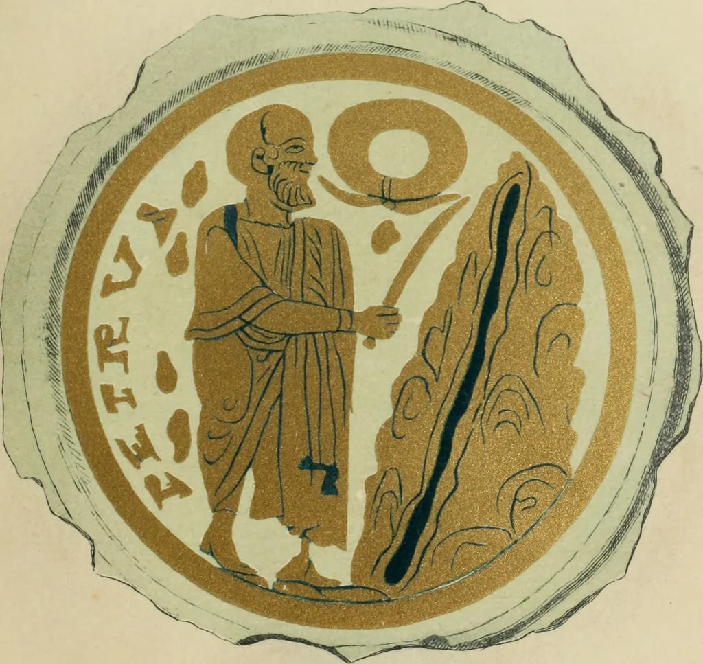 An illustration from Roma Sotterranea; or, Some account of the Roman catacombs especially of the cemetery of San Callisto, compiled from the works of Commendatore de Rossi with the consent of the author, 1869, leaf 478