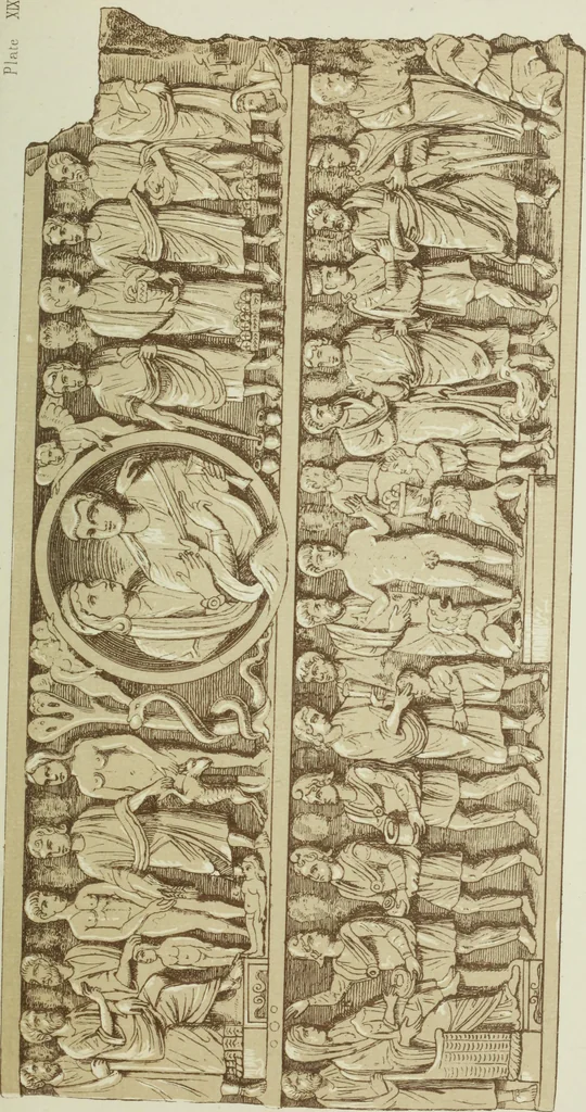 An illustration from Roma Sotterranea; or, Some account of the Roman catacombs especially of the cemetery of San Callisto, compiled from the works of Commendatore de Rossi with the consent of the author, 1869, leaf 482