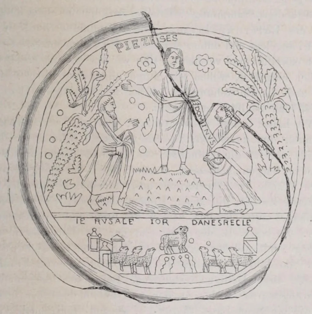 An illustration from Roma sotterranea : die römischen Katakomben. Eine Darstellung der neuesten Forschungen mit Zugrundelegung des Werkes, 1873, leaf 343