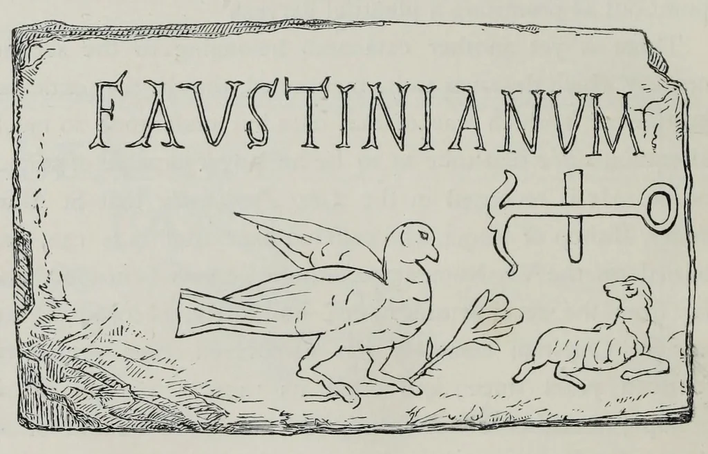 An illustration from Roma sotterranea : or some account of the Roman catacombs, especially of the cemetery of San Callisto, 1869, leaf 112