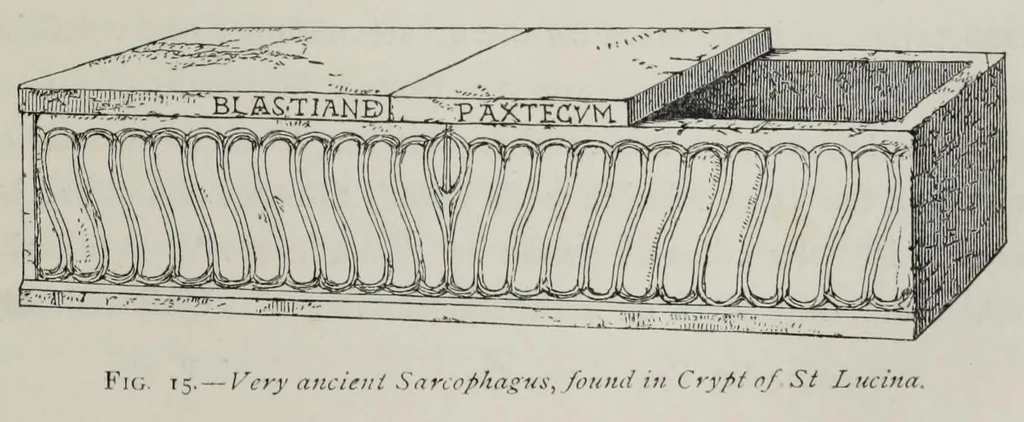 An illustration from Roma sotterranea : or some account of the Roman catacombs, especially of the cemetery of San Callisto, 1869, leaf 139