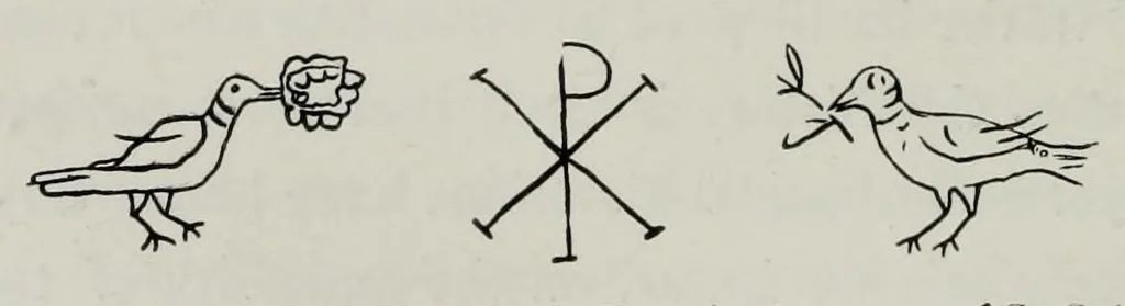 An illustration from Roma sotterranea : or some account of the Roman catacombs, especially of the cemetery of San Callisto, 1869, leaf 196