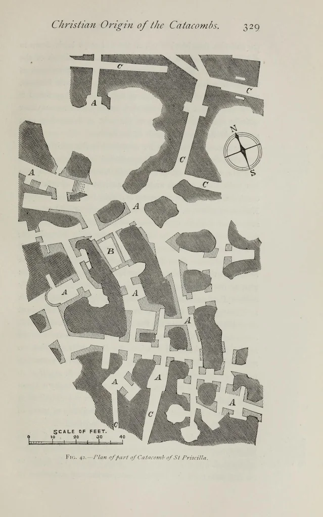 An illustration from Roma sotterranea : or some account of the Roman catacombs, especially of the cemetery of San Callisto, 1869, leaf 359