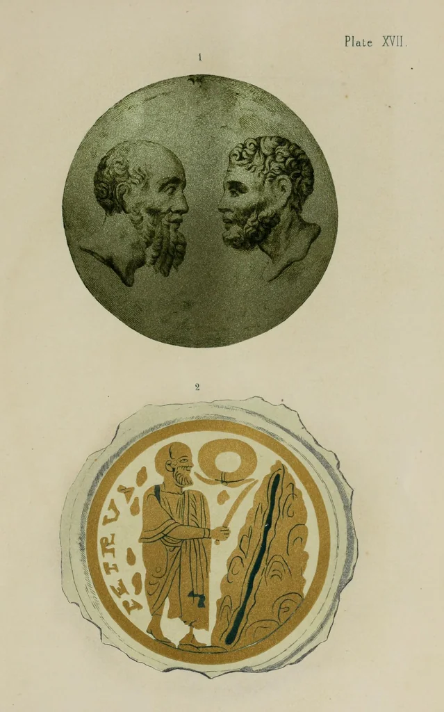 An illustration from Roma sotterranea : or some account of the Roman catacombs, especially of the cemetery of San Callisto, 1869, leaf 515