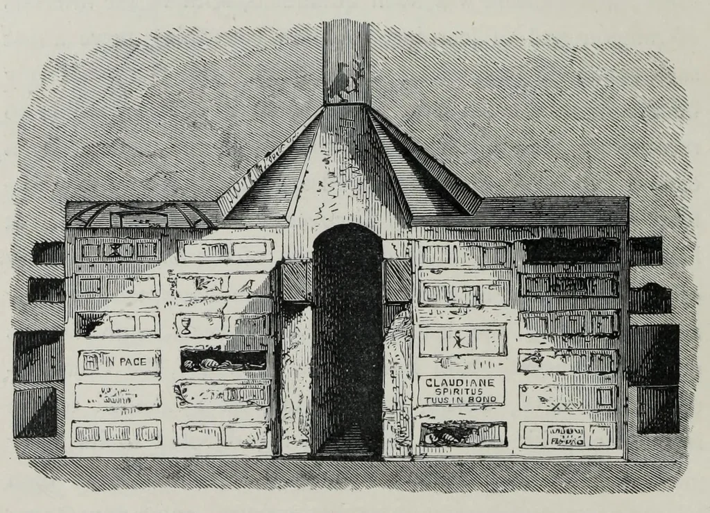 An illustration from Roma sotterranea : or some account of the Roman catacombs, especially of the cemetery of San Callisto, 1869, leaf 62