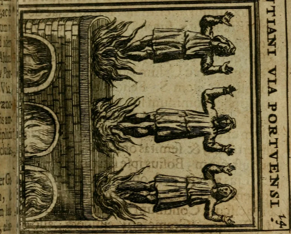An illustration from Roma subterranea novissima : in qua antiqua christianorum et praecipue martyrum, coemeteria, tituli, monimenta, epitaphia, inscriptiones, ac nobiliora sanctorum sepulchra, tribus libris distincta, fideli enarratione pariter ac graphicis iconibus, ceu gemina face illustrantur : plurimaeque inde res ecclesiasticae declarantur, 1671, leaf 216