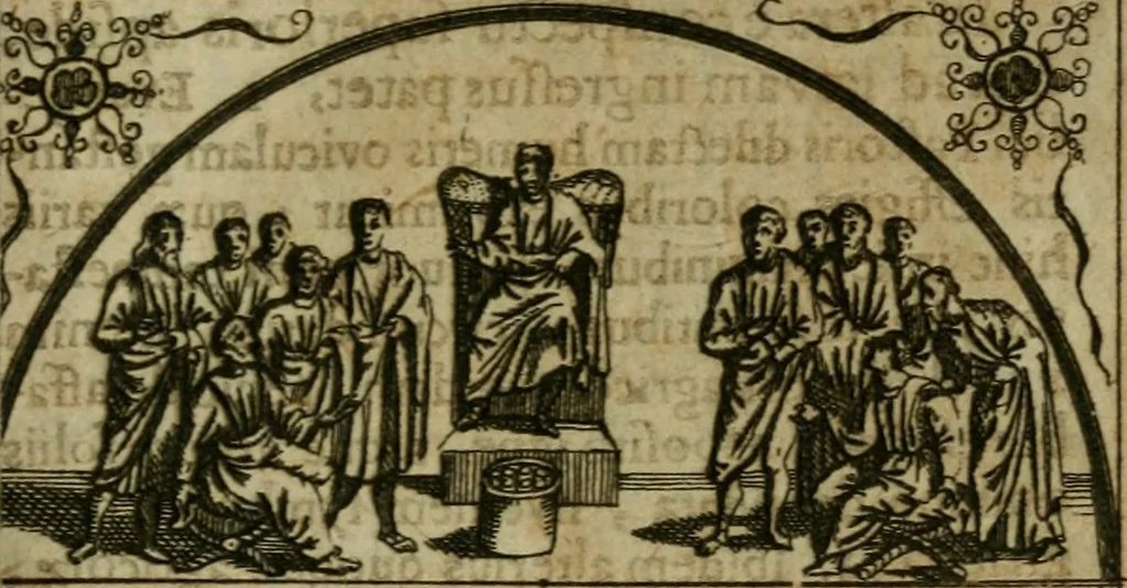 An illustration from Roma subterranea novissima : in qua antiqua christianorum et praecipue martyrum, coemeteria, tituli, monimenta, epitaphia, inscriptiones, ac nobiliora sanctorum sepulchra, tribus libris distincta, fideli enarratione pariter ac graphicis iconibus, ceu gemina face illustrantur : plurimaeque inde res ecclesiasticae declarantur, 1671, leaf 382