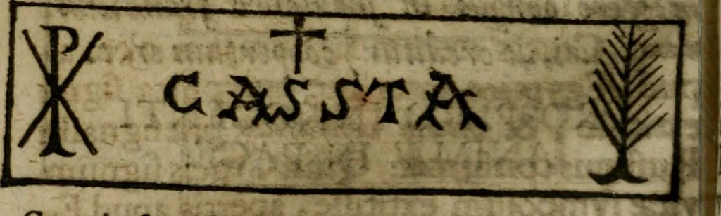 An illustration from Roma subterranea novissima : in qua antiqua christianorum et praecipue martyrum, coemeteria, tituli, monimenta, epitaphia, inscriptiones, ac nobiliora sanctorum sepulchra, tribus libris distincta, fideli enarratione pariter ac graphicis iconibus, ceu gemina face illustrantur : plurimaeque inde res ecclesiasticae declarantur, 1671, leaf 399