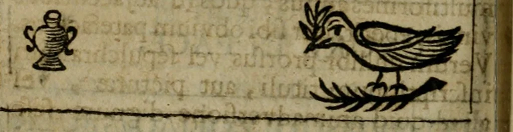 An illustration from Roma subterranea novissima : in qua antiqua christianorum et praecipue martyrum, coemeteria, tituli, monimenta, epitaphia, inscriptiones, ac nobiliora sanctorum sepulchra, tribus libris distincta, fideli enarratione pariter ac graphicis iconibus, ceu gemina face illustrantur : plurimaeque inde res ecclesiasticae declarantur, 1671, leaf 417