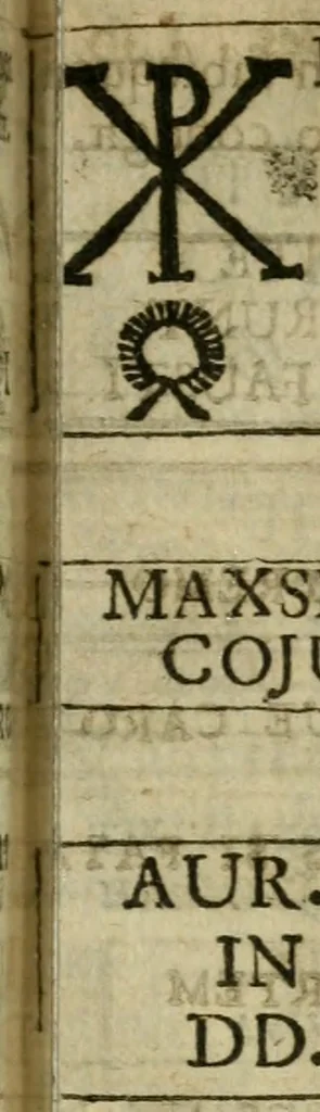 An illustration from Roma subterranea novissima : in qua antiqua christianorum et praecipue martyrum, coemeteria, tituli, monimenta, epitaphia, inscriptiones, ac nobiliora sanctorum sepulchra, tribus libris distincta, fideli enarratione pariter ac graphicis iconibus, ceu gemina face illustrantur : plurimaeque inde res ecclesiasticae declarantur, 1671, leaf 528