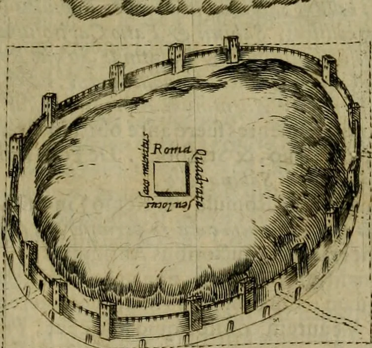 An illustration from Roma vetus ac recens vtriusque aedificiis ad eruditam cognitionem expositis, 1639, leaf 22