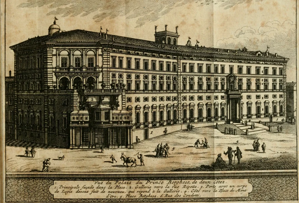 An illustration from Rome moderne : premiére ville de l'Europe : avec toutes ses magnificences et ses delices : nouvellement & très-exactement décrite ... : ce qui est suivi d'une description très-exacte du gouvernement & de l'Etat de Rome, aussi bien que des fonctions publiques du Pape & de tous ceux qui ont des emplois auprès de lui ... : le tout divisé en six tomes, 1713, leaf 102