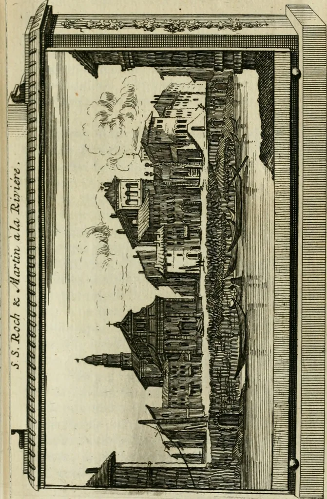 An illustration from Rome moderne : premiére ville de l'Europe : avec toutes ses magnificences et ses delices : nouvellement & très-exactement décrite ... : ce qui est suivi d'une description très-exacte du gouvernement & de l'Etat de Rome, aussi bien que des fonctions publiques du Pape & de tous ceux qui ont des emplois auprès de lui ... : le tout divisé en six tomes, 1713, leaf 114
