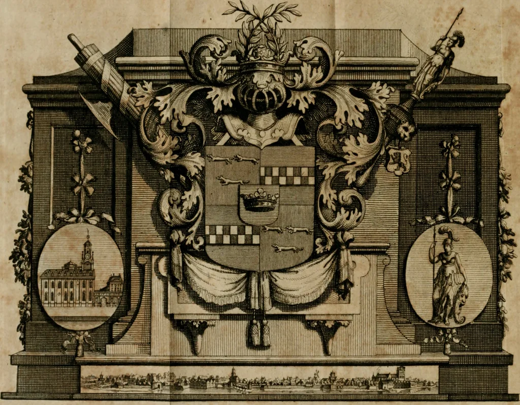 An illustration from Rome moderne : premiére ville de l'Europe : avec toutes ses magnificences et ses delices : nouvellement & très-exactement décrite ... : ce qui est suivi d'une description très-exacte du gouvernement & de l'Etat de Rome, aussi bien que des fonctions publiques du Pape & de tous ceux qui ont des emplois auprès de lui ... : le tout divisé en six tomes, 1713, leaf 13