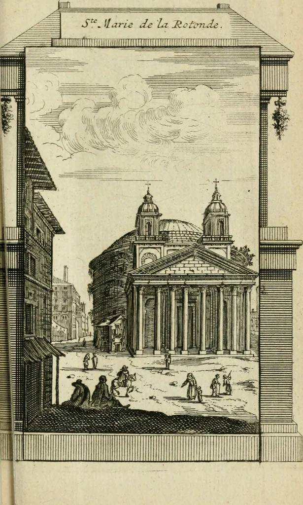 An illustration from Rome moderne : premiére ville de l'Europe : avec toutes ses magnificences et ses delices : nouvellement & très-exactement décrite ... : ce qui est suivi d'une description très-exacte du gouvernement & de l'Etat de Rome, aussi bien que des fonctions publiques du Pape & de tous ceux qui ont des emplois auprès de lui ... : le tout divisé en six tomes, 1713, leaf 188