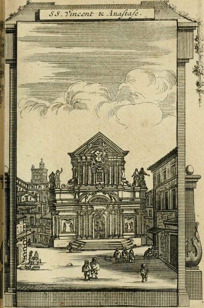 An illustration from Rome moderne : premiére ville de l'Europe : avec toutes ses magnificences et ses delices : nouvellement & très-exactement décrite ... : ce qui est suivi d'une description très-exacte du gouvernement & de l'Etat de Rome, aussi bien que des fonctions publiques du Pape & de tous ceux qui ont des emplois auprès de lui ... : le tout divisé en six tomes, 1713, leaf 206