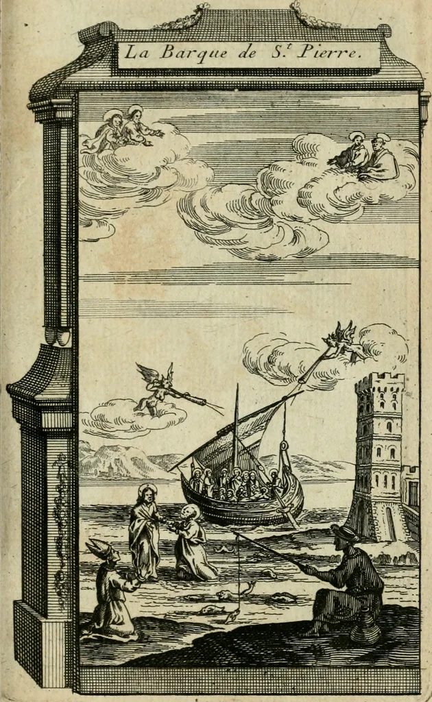 An illustration from Rome moderne : premiére ville de l'Europe : avec toutes ses magnificences et ses delices : nouvellement & très-exactement décrite ... : ce qui est suivi d'une description très-exacte du gouvernement & de l'Etat de Rome, aussi bien que des fonctions publiques du Pape & de tous ceux qui ont des emplois auprès de lui ... : le tout divisé en six tomes, 1713, leaf 216