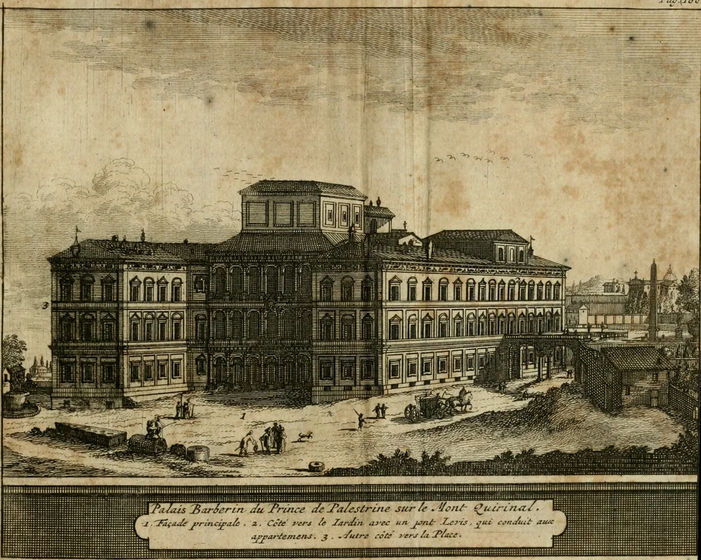An illustration from Rome moderne : premiére ville de l'Europe : avec toutes ses magnificences et ses delices : nouvellement & très-exactement décrite ... : ce qui est suivi d'une description très-exacte du gouvernement & de l'Etat de Rome, aussi bien que des fonctions publiques du Pape & de tous ceux qui ont des emplois auprès de lui ... : le tout divisé en six tomes, 1713, leaf 234