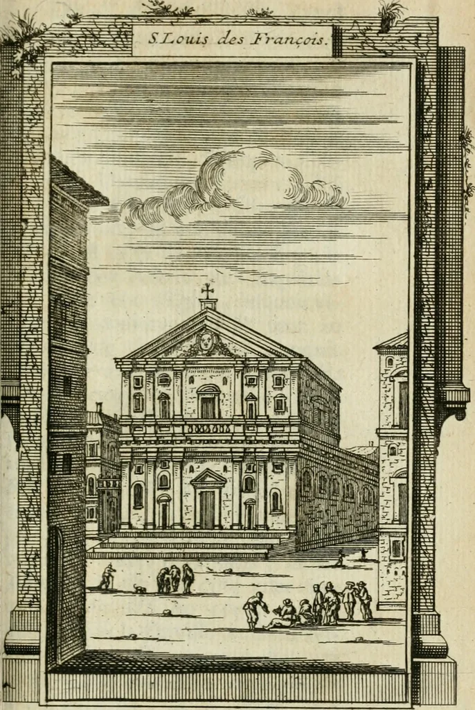 An illustration from Rome moderne : premiére ville de l'Europe : avec toutes ses magnificences et ses delices : nouvellement & très-exactement décrite ... : ce qui est suivi d'une description très-exacte du gouvernement & de l'Etat de Rome, aussi bien que des fonctions publiques du Pape & de tous ceux qui ont des emplois auprès de lui ... : le tout divisé en six tomes, 1713, leaf 390