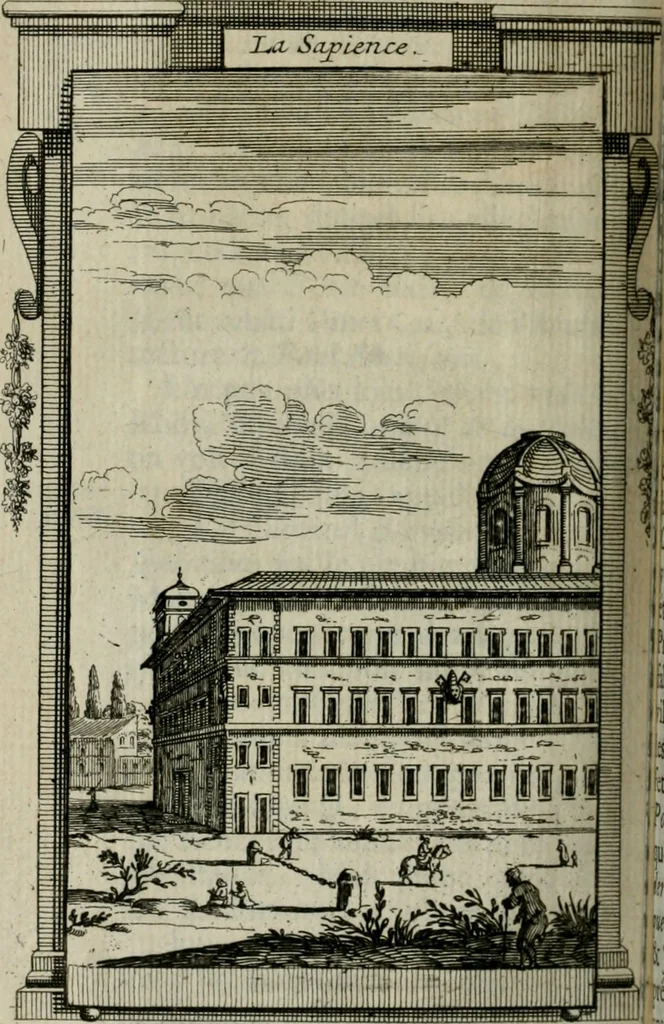 An illustration from Rome moderne : premiére ville de l'Europe : avec toutes ses magnificences et ses delices : nouvellement & très-exactement décrite ... : ce qui est suivi d'une description très-exacte du gouvernement & de l'Etat de Rome, aussi bien que des fonctions publiques du Pape & de tous ceux qui ont des emplois auprès de lui ... : le tout divisé en six tomes, 1713, leaf 403
