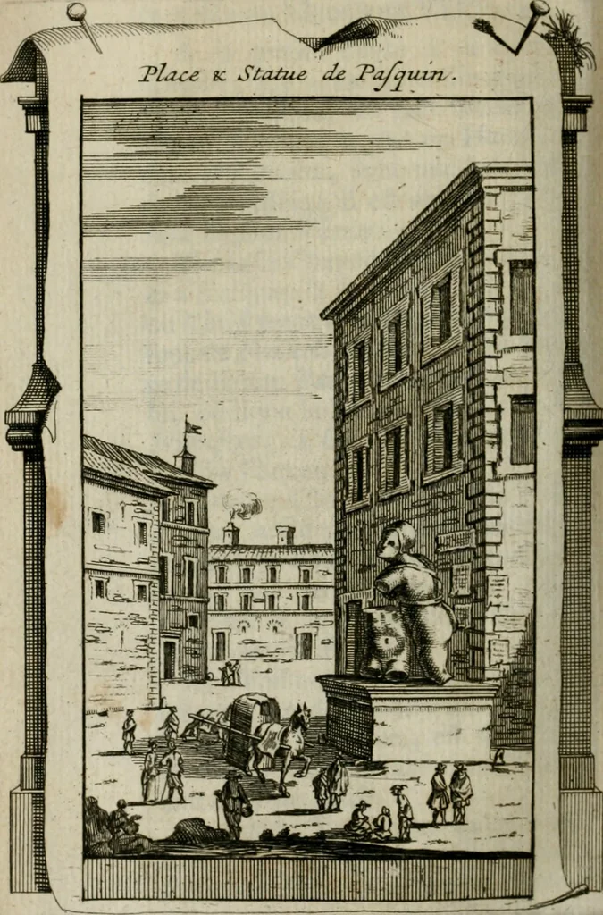 An illustration from Rome moderne : premiére ville de l'Europe : avec toutes ses magnificences et ses delices : nouvellement & très-exactement décrite ... : ce qui est suivi d'une description très-exacte du gouvernement & de l'Etat de Rome, aussi bien que des fonctions publiques du Pape & de tous ceux qui ont des emplois auprès de lui ... : le tout divisé en six tomes, 1713, leaf 431