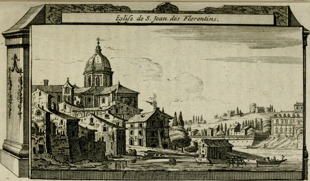 An illustration from Rome moderne : premiére ville de l'Europe : avec toutes ses magnificences et ses delices : nouvellement & très-exactement décrite ... : ce qui est suivi d'une description très-exacte du gouvernement & de l'Etat de Rome, aussi bien que des fonctions publiques du Pape & de tous ceux qui ont des emplois auprès de lui ... : le tout divisé en six tomes, 1713, leaf 503