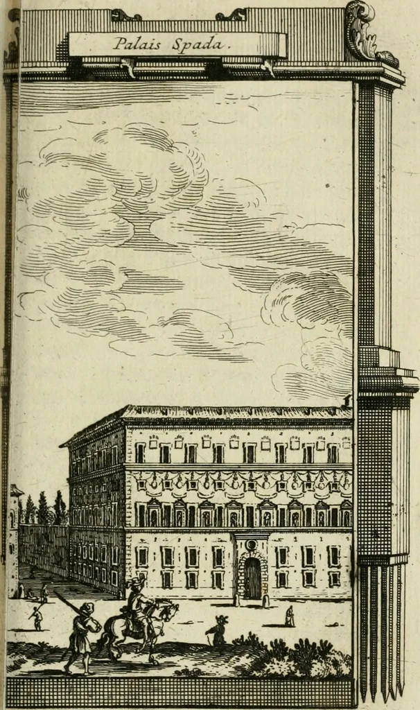 An illustration from Rome moderne : premiére ville de l'Europe : avec toutes ses magnificences et ses delices : nouvellement & très-exactement décrite ... : ce qui est suivi d'une description très-exacte du gouvernement & de l'Etat de Rome, aussi bien que des fonctions publiques du Pape & de tous ceux qui ont des emplois auprès de lui ... : le tout divisé en six tomes, 1713, leaf 542