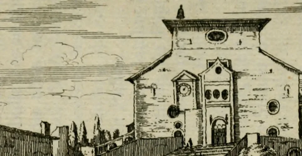 An illustration from Rome moderne : premiére ville de l'Europe : avec toutes ses magnificences et ses delices : nouvellement & très-exactement décrite ... : ce qui est suivi d'une description très-exacte du gouvernement & de l'Etat de Rome, aussi bien que des fonctions publiques du Pape & de tous ceux qui ont des emplois auprès de lui ... : le tout divisé en six tomes, 1713, leaf 603